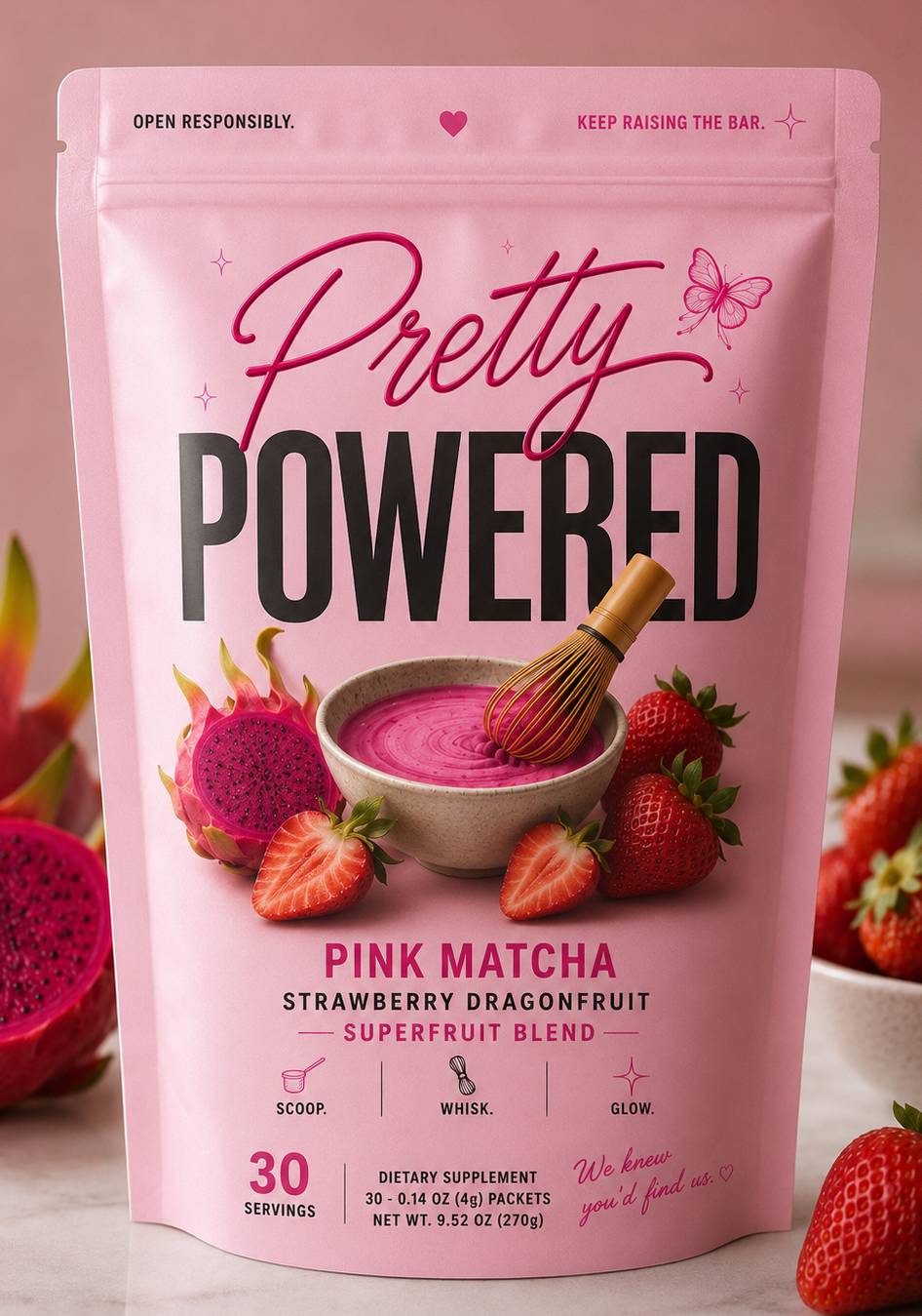 "Pink" Dragon fruit and Strawberry Matcha