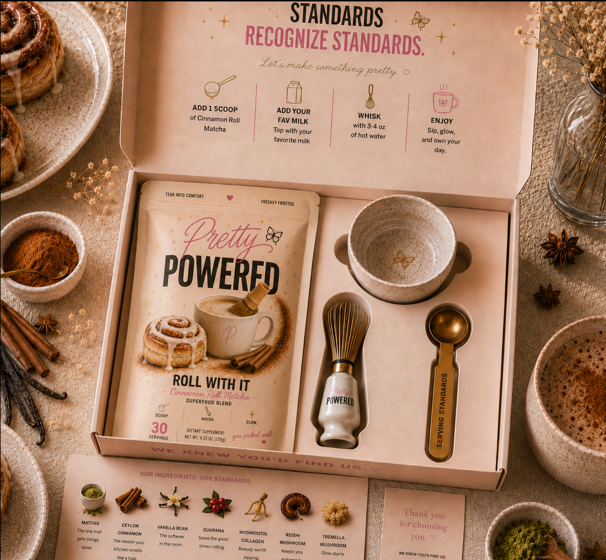 "Roll With It" Cinnamon Roll Matcha Box